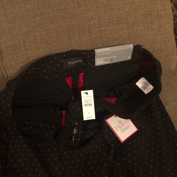 Talbots black w/red dot Hampshire ankle pant NWT - Picture 2 of 8